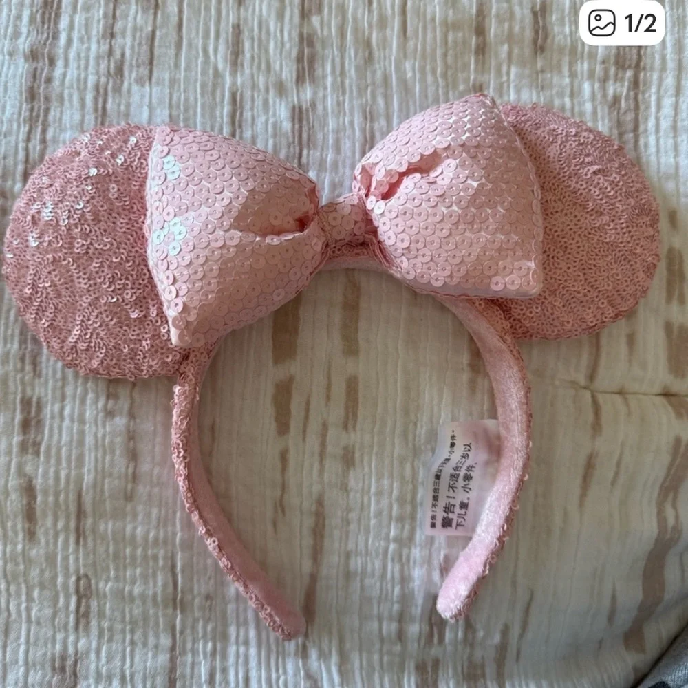 Pink Sequin Minnie Ears Headband - Picture 1 of 2